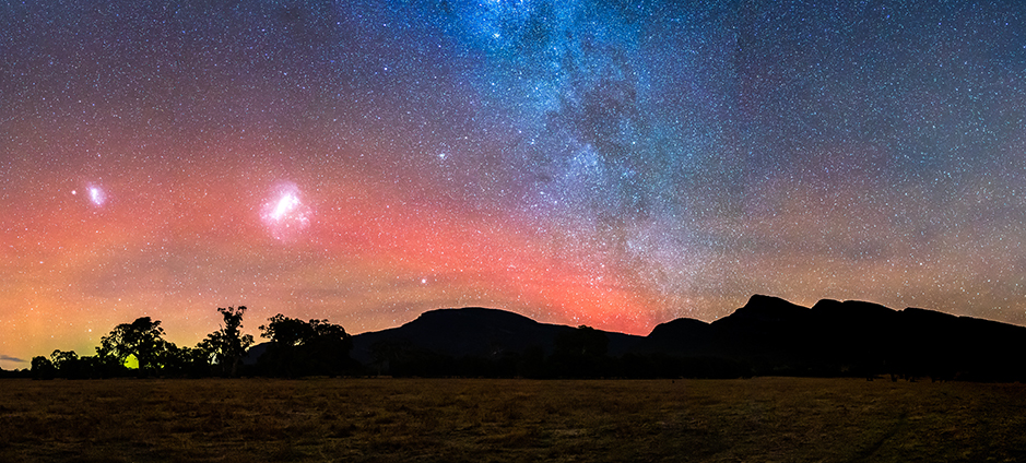 12th May 2021 Aurora Australis and the Milky Way over Redman Farm and Grampians Paradise Camping and Caravan Parkland